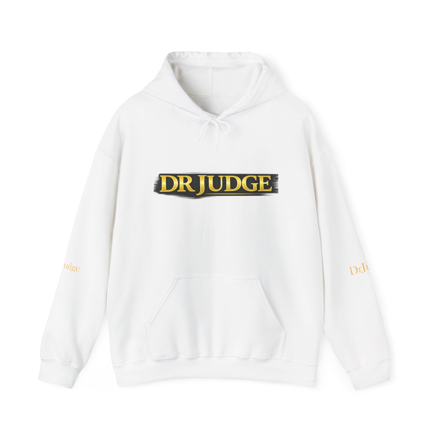 Dr. Judge Logo Hoodie – Vintage Gold Text Pullover