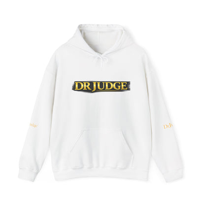Dr. Judge Logo Hoodie – Vintage Gold Text Pullover