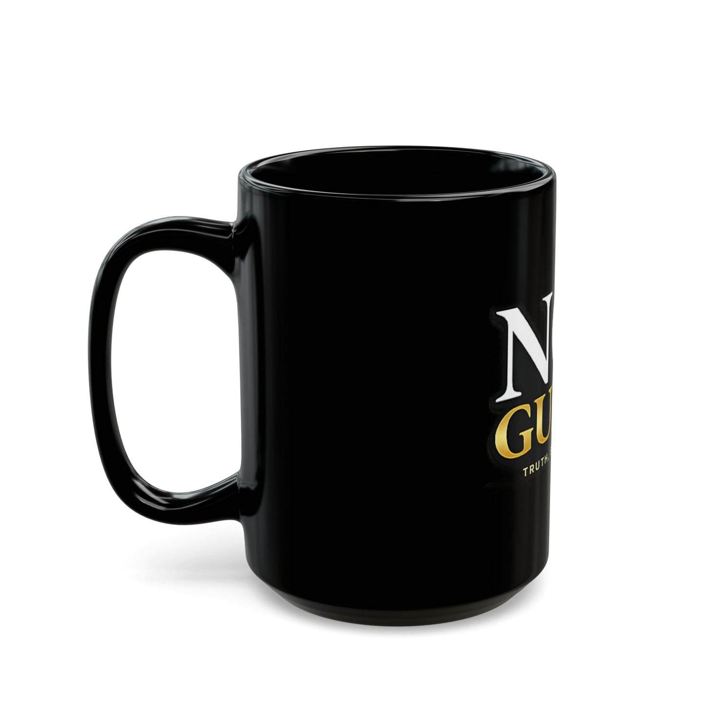 Not Guilty Coffee Mug – "Truth Stands Alone" Black Ceramic Mug