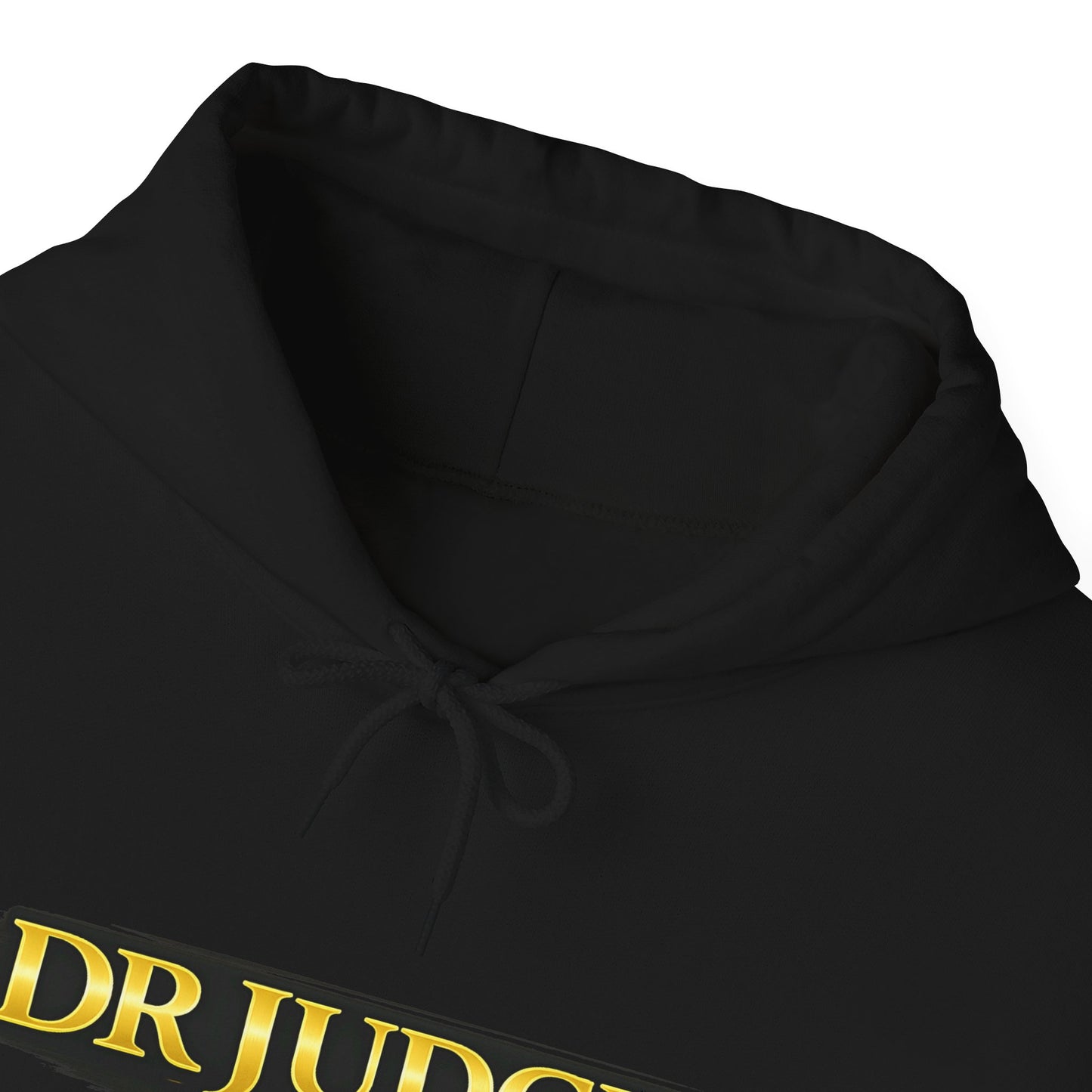 Dr. Judge Logo Hoodie – Vintage Gold Text Pullover