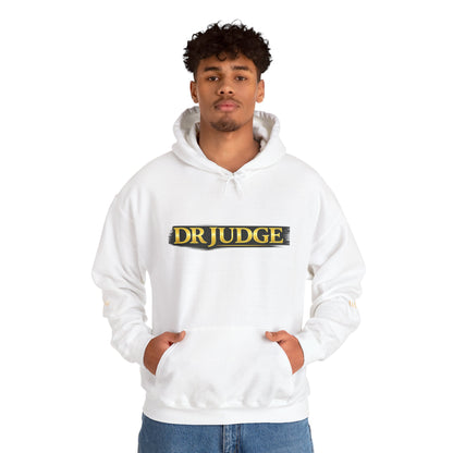 Dr. Judge Logo Hoodie – Vintage Gold Text Pullover
