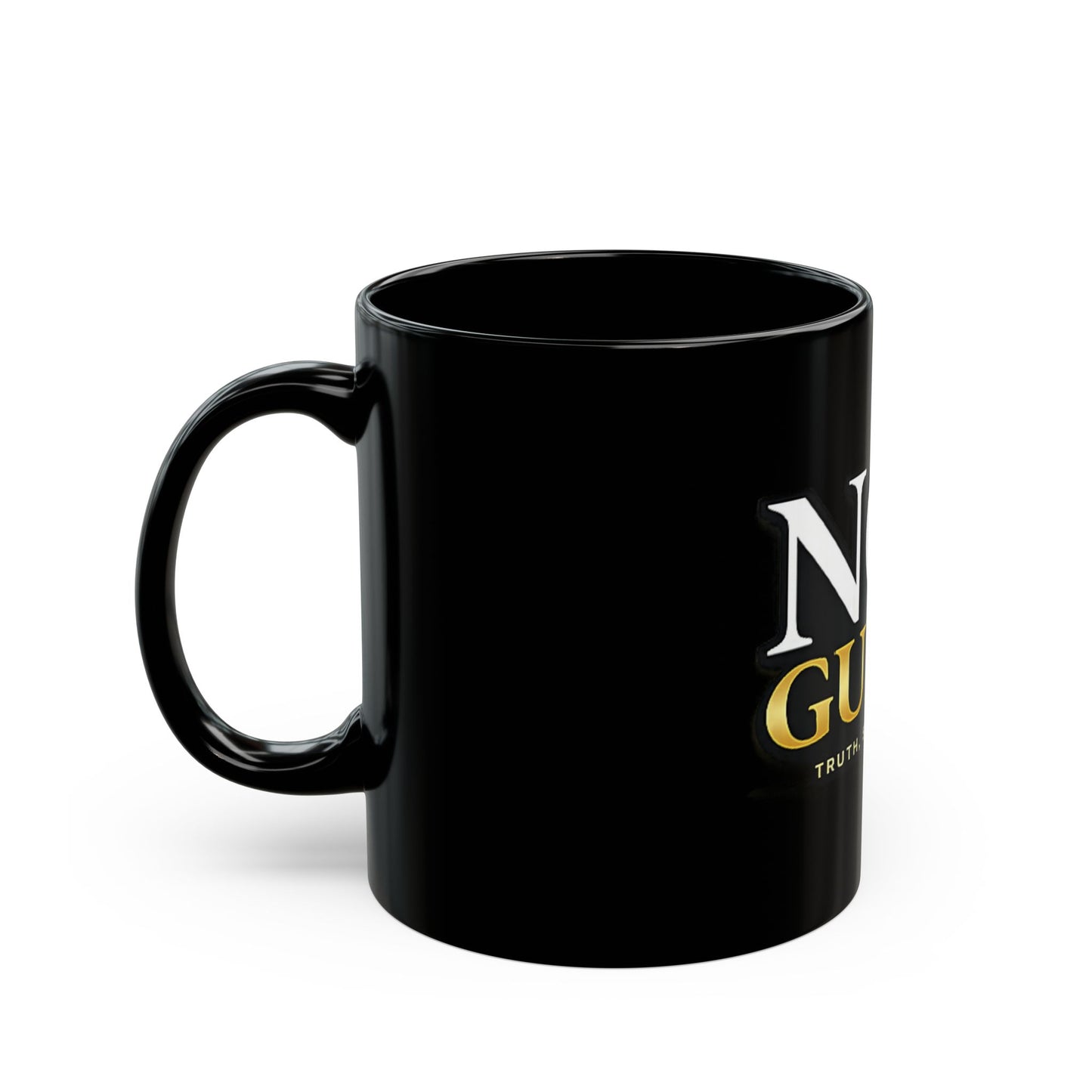 Not Guilty Coffee Mug – "Truth Stands Alone" Black Ceramic Mug
