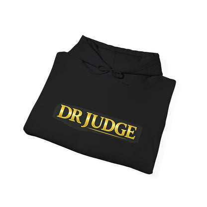 Dr. Judge Logo Hoodie – Vintage Gold Text Pullover