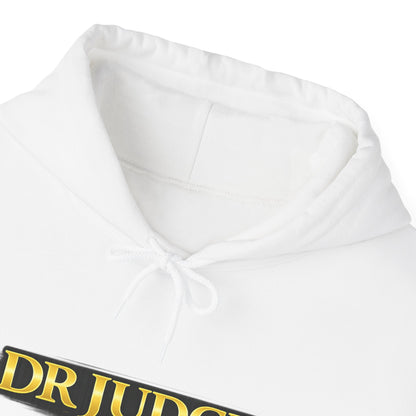 Dr. Judge Logo Hoodie – Vintage Gold Text Pullover