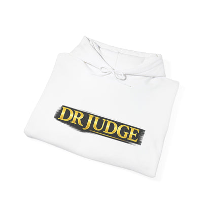 Dr. Judge Logo Hoodie – Vintage Gold Text Pullover